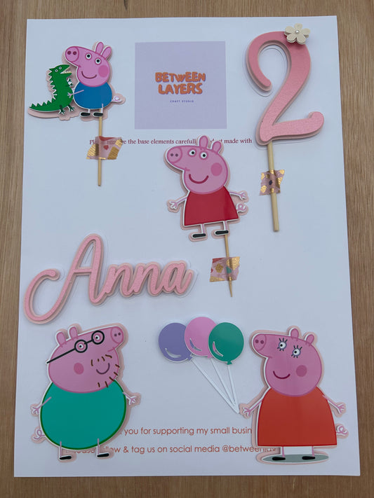 Peppa and Family Cake Topper